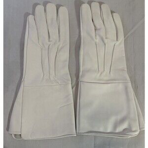 White Leather Gauntlet Cosplay Renaissance Armor Swordsman Medieval Gloves Sz L